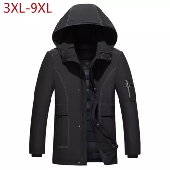 Модная зимняя куртка для мужчин, брендовая одежда больших размеров 9XL, новая мужская парка, толстые теплые длинные пальто, мужская куртка с капюшоном высокого качества