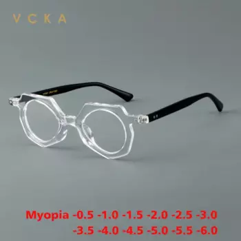 Модные ацетатные очки ручной работы VCKA для мужчин и женщин, оправа для очков для близорукости, винтажная оптика, роскошные очки по рецепту от-0,50 до-10