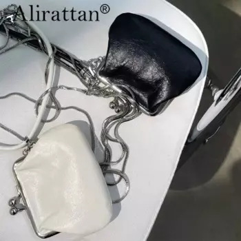 Модные сумки на плечо, подходящая ко всему сумка с золотым зажимом и множеством цепочек, Женская Повседневная сумка-мессенджер на плечо