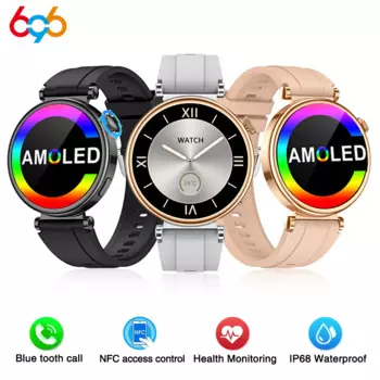 Модные женские Смарт-часы с экраном 1,3 дюйма AMOLED с Bluetooth и функцией звонка, женские умные часы с монитором сердечного ритма, водонепроницаемые спортивные фитнес-часы IP68