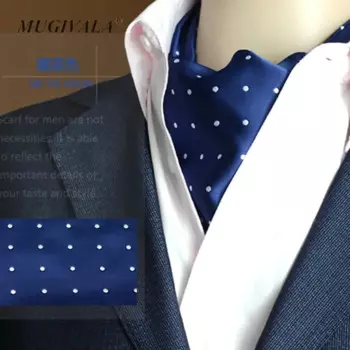 Модный мужской длинный галстук в горошек, галстуки Ascot, джентльменский деловой галстук, синий, красный, черный, галстуки для свадебной вечеринки