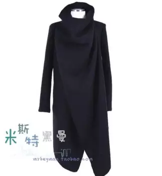 Модный мужской шерстяной длинный Тренч, персонализированные ассиметричные передние, шерстяная верхняя одежда