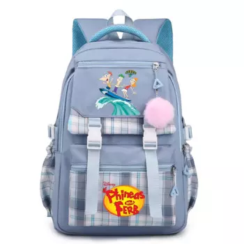 Модный женский рюкзак Disney Phineas And Ferb, детский школьный ранец для подростков, дорожная сумка для мальчиков и девочек