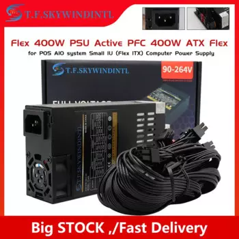 Модульный блок питания T.F.SKYWINDINTL 400 Вт, маленький 1U компьютерный игровой блок питания Mini ITX Flex-ATX 400 Вт для ITX PC Active PFC для POS AIO