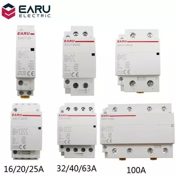EARUELECTRIC Контактор переменного тока 2P/4P 16-100A 220В