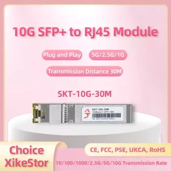 Модуль оптического преобразования XikeStor 10G SFP + в RJ45, модуль приемопередатчика с электрическим портом Ethernet, совместимый с несколькими брендами