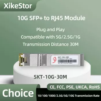 Модуль приемопередатчика XikeStor 10 гигабитный SFP + к RJ45, 10 г, 2,5 г, коммутационный оптический порт сервера в сеть, порт RJ45, оптический модуль SFP
