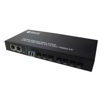 Модуль SFP с двойным оптоволоконным медиаконвертером, одномодовый, 20 км, 1,25 г, 8 оптоволоконных портов + 2 порта RJ45