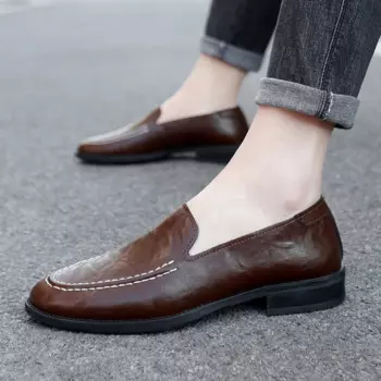 Мокасины мужские из натуральной кожи, дышащие лоферы, без застежки, Повседневная Удобная обувь для вождения, ручная работа