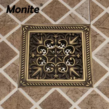 Monite антикварные латунные 15x15 см квадратные сливные решетки для отходов санитарный слив художественная резная Ванная комната Душ сливные волосы невидимые