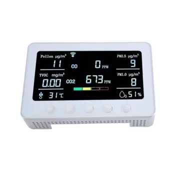 Монитор качества воздуха PT02 Plus, Wi-Fi, обнаруживает пыльцу TVOC CO CO2 PM2.5 1,0 Temp RH Iot контроллер, регистратор данных RS485, вилка стандарта Великобритании, серебристый