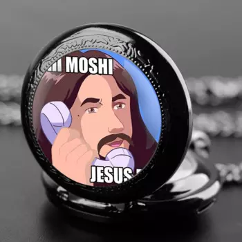Moshi Иисус Desu Забавный стеклянный купол винтажные кварцевые карманные часы с арабскими цифрами Ожерелье Подвеска часы цепочка для мужчин женщин