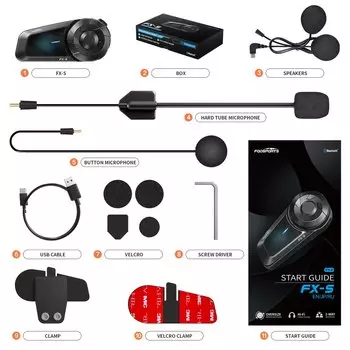 Мотоциклетная гарнитура Fodsports FX-S, беспроводная Bluetooth гарнитура для шлема, 1000M, BT5.4