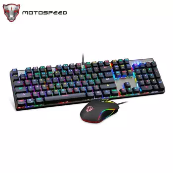 Motospeed CK888 игровая офисная механическая клавиатура с 104 клавишами, USB Проводная клавиатура, мышь, синий переключатель, RGB подсветка для ПК и ноутбука