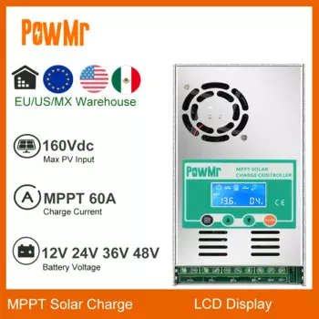 MPPT 60A 12V 24V 36V 48V Автоматический ЖК-дисплей Контроллер солнечного зарядного устройства Регулятор заряда батарей на солнечной панели ЕС RU Склад в США