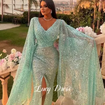 Мятно-зеленые элегантные вечерние платья для женщин 2023 Русалка Quinceanera роскошное платье блестящее арабское Люси строгие Новые