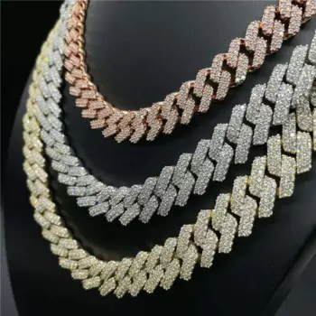 Муассанит Iced Out Майами Кубинская индивидуальная цепочка с зубцами 18 мм 19 мм 20 мм Хип-хоп 3 ряда OEM 925 Серебряное ожерелье Браслет Мужчины