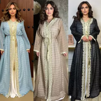 Мусульманские индийские костюмы Anarkali для женщин Kuwaiti Дубай Ежедневное женское платье с бисером блестками модное платье с длинным рукавом и поясом