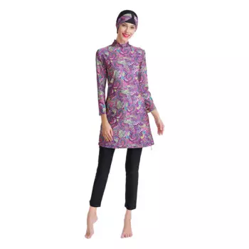 Мусульманские купальники Burkini для женщин, большие размеры, винтажные купальники с цветочным принтом и кепкой, серфинг, большие размеры, S-3XL, 3 шт.