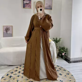 Мусульманское женское кимоно, открытая Абая, исламская одежда, Ид Рамадан, Дубай, Абая, платье макси, кардиган с поясом, арабский халат, кафтан Джалабия