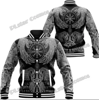 Мужская бейсбольная куртка Raven Of Odin Drakkar Tattoo с 3D принтом, зимняя повседневная университетская куртка-бомбер унисекс с полной застежкой AK20