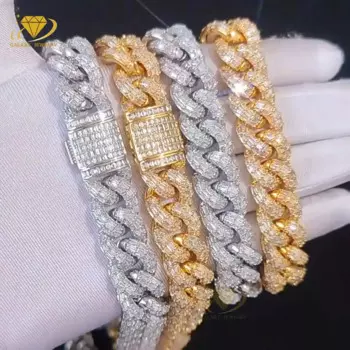 Мужская цепочка из серебра 925 пробы, с муассанитом, 20 мм