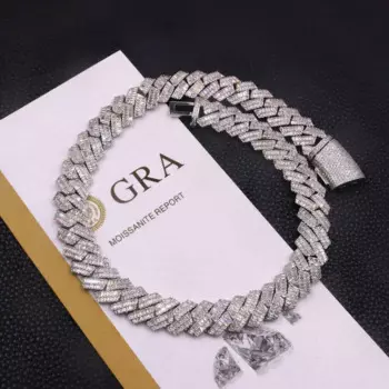 Мужская цепочка из серебра 925 пробы, с муассанитом