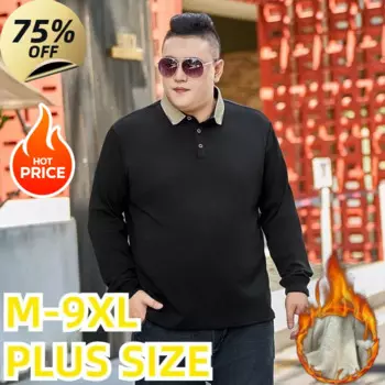 Мужская деловая рубашка-поло с длинным рукавом, размеры до 9XL, 8XL, 7XL