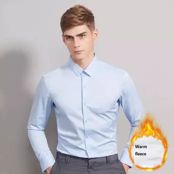 Мужская деловая рубашка с длинным рукавом, из чистого хлопка