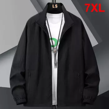 Мужская демисезонная однотонная куртка, размеры до 7XL