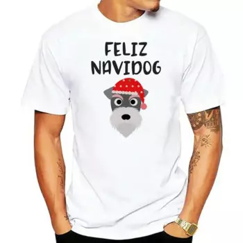 Мужская футболка с принтом, хлопковая Футболка Feliz Navidog Navidad, Рождественская футболка с собакой шнауцера, женская футболка с круглым вырезом и коротким рукавом