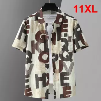 Мужская гавайская рубашка с коротким рукавом, размеры до 10XL