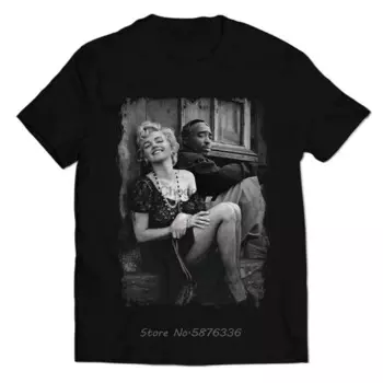 Мужская хлопковая черная футболка 2Pac Shakur Marilyn Monrrooe