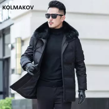 Мужская куртка на белом утином пуху, повседневная куртка хорошего качества с капюшоном, пуховая куртка, размеры от 2 до 8, зима 2019