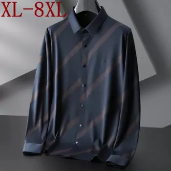 Мужская свободная рубашка с длинным рукавом, размеры до 6XL