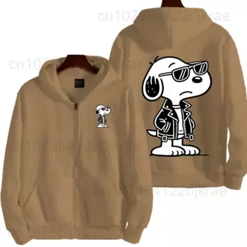 Мужская толстовка на молнии Snoopy, весенне-осенняя модная женская толстовка, новинка 2025 года, куртка большого размера с героями мультфильмов аниме для пары, пальто