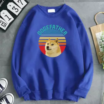 Мужская толстовка с капюшоном Doge, черная флисовая толстовка большого размера с принтом Сиба-ину на осень и зиму