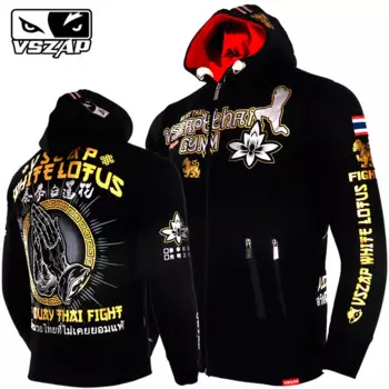 Мужская толстовка VSZAP MUAY THAI, Длинная толстовка в стиле хип-хоп с капюшоном, одежда для фитнеса, санитарная одежда, куртка MMA