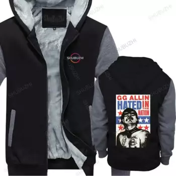 Мужская зимняя брендовая уличная одежда с капюшоном на молнии GG ALLIN HATED IN THE NATION, теплое пальто, мужские флисовые толстовки, толстовка большого размера