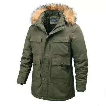 Мужская зимняя куртка с меховым воротником, размеры до 4XL