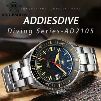 Мужские часы ADDIESDIVE, роскошные часы с сапфировым стеклом NH35, автоматические наручные часы 200 м, водонепроницаемые часы C3 с суперсветящимся календарем для дайвинга