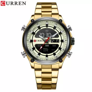 Мужские часы Curren 8404, электронные кварцевые часы с двойной вставкой, спортивные мужские часы со стальным ремешком