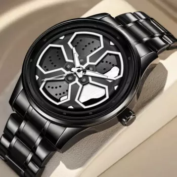Мужские часы в спортивном стиле Mi Car Watch Модные вращающиеся циферблаты Кварцевый механизм 3 бара Водонепроницаемые черные мужские часы Relogios Masculino