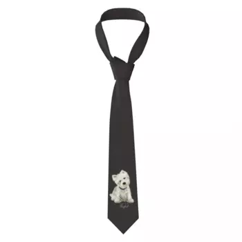 Мужские галстуки на заказ Westie West Highland White Terrier Dog, модный галстук для банкета
