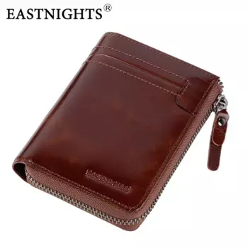 Мужские кошельки EASTNIGHTS из высококачественной натуральной кожи, мужской кошелек с карманом для монет и держателем для карт, кошелек на молнии TW1672