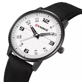 Мужские кварцевые часы с кожаным ремешком, 40 мм