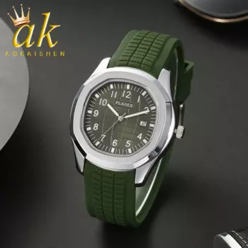 Мужские кварцевые часы с кожаным ремешком от Aokaishen