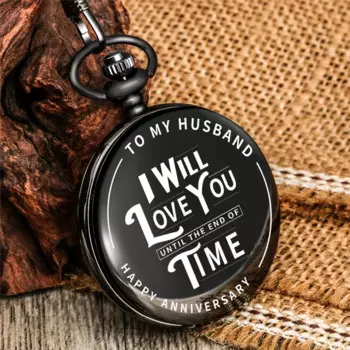 Мужские кварцевые карманные часы с надписью «I Love You»