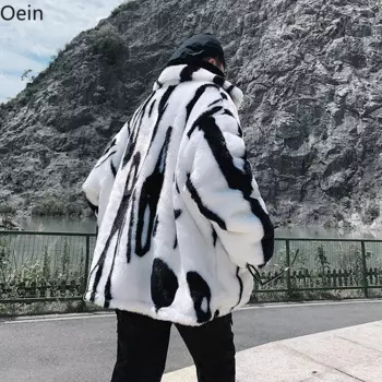 Мужские меховые пуховые пальто, толстые теплые зимние полупальто, зимняя верхняя одежда в стиле хип-хоп, панк, черные, белые, большие размеры, новинка