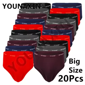 Мужские однотонные трусы YOUNAXIN, большие размеры, большие шорты, синее нижнее белье, черные трусы, сексуальные трусы, брифы, 20 шт.